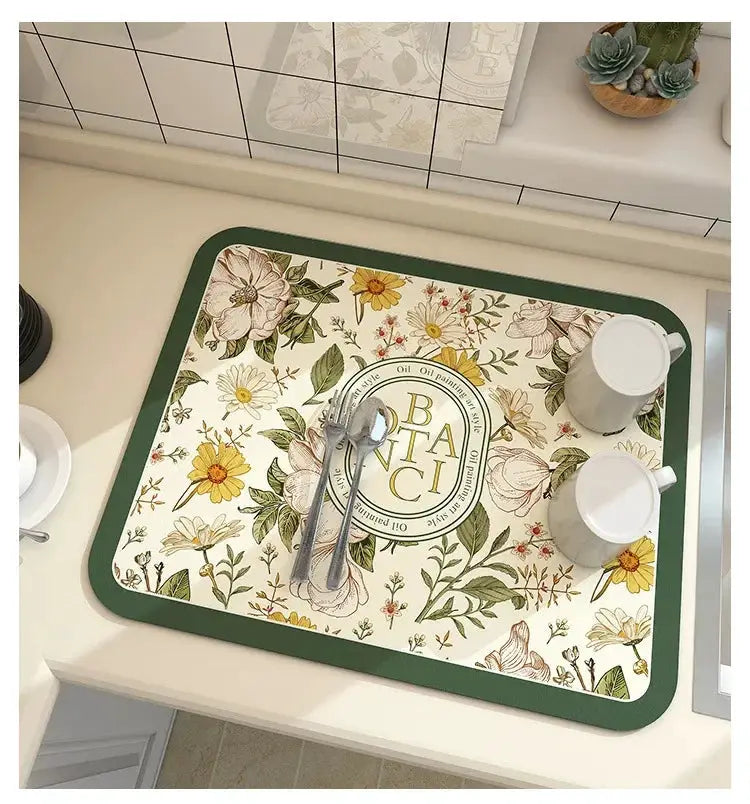 Large Antiskid Kitchen Mat Absorbent Draining Diatom Mud