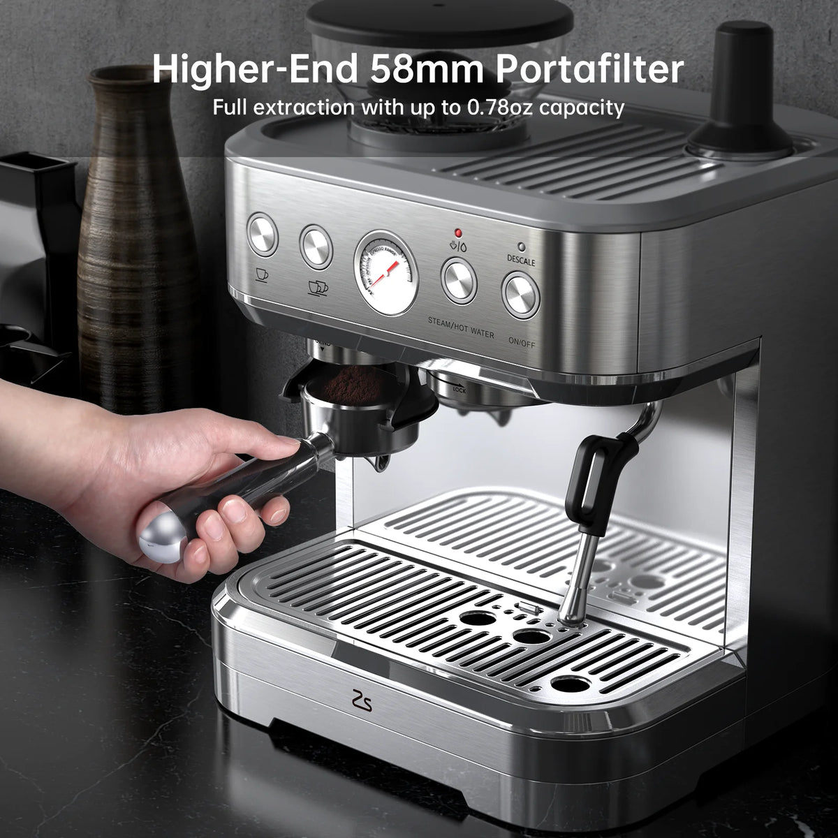 Espresso Machine with Milk Frother and Grinder, Bar Automatic — product view 3