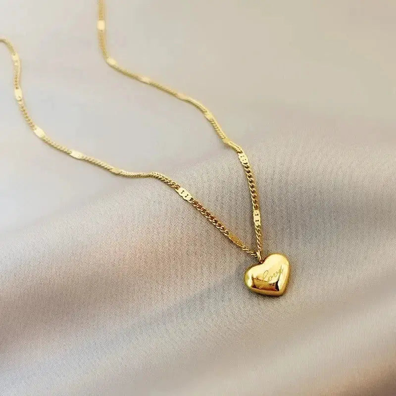 Trendy Gold Color Heart Pendant Choker Necklace For Women