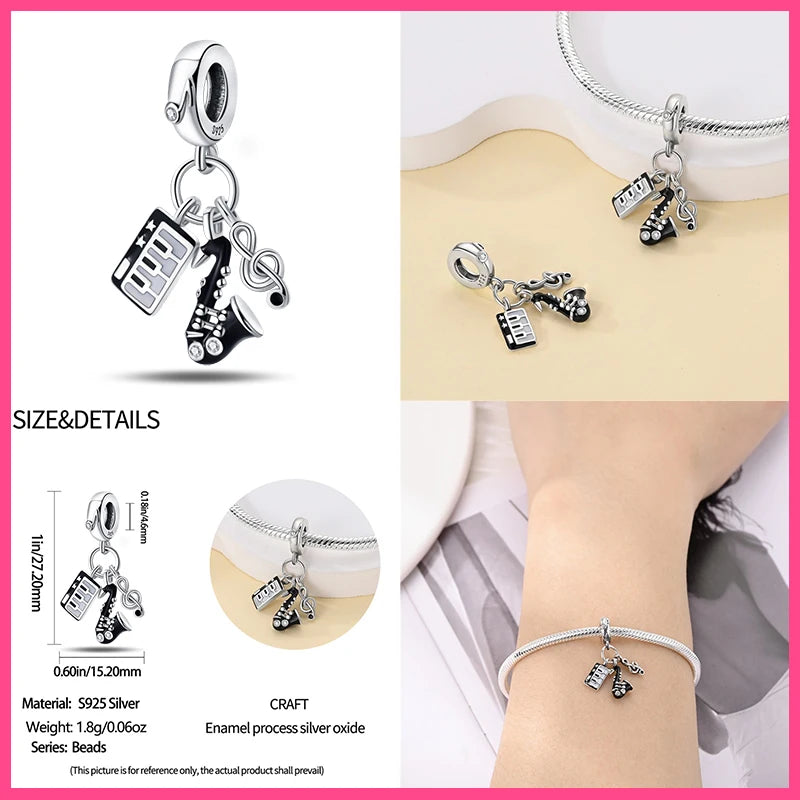 Sterling Silver Guitar Violin Saxophone