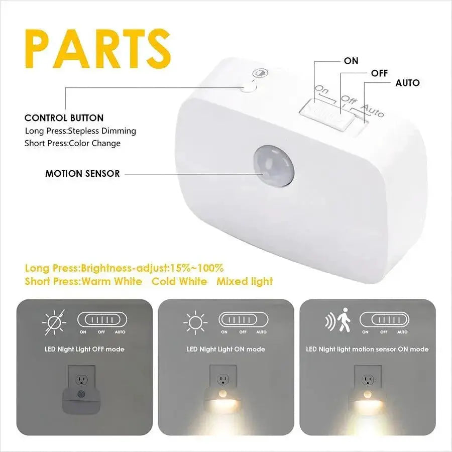 LED Motion Sensor Night Light Smart Wall Lamp For Home