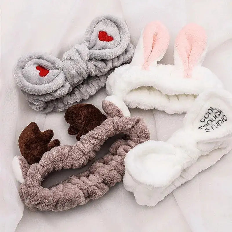 Chic Coral Fleece Animal Ears Headband Cozy Winter Accessory