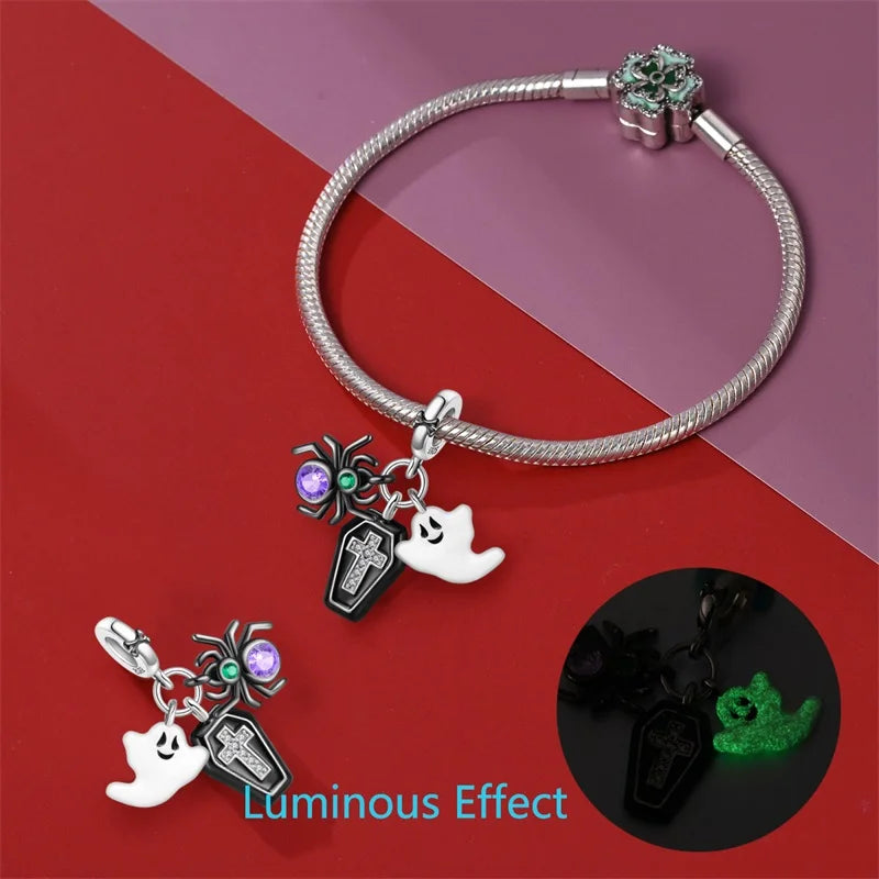 Sterling Silver Halloween Luminous Skull