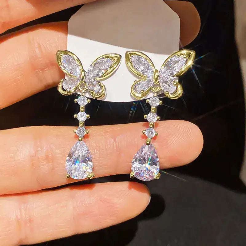 Drop Moissanite Earrings — product view 2