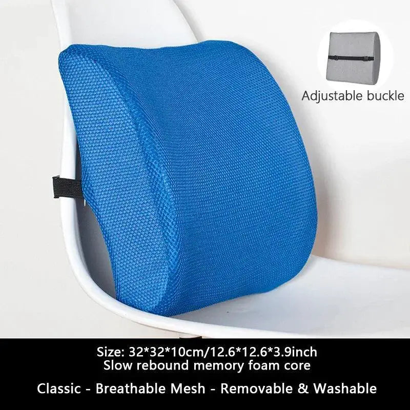 Ergonomic Gel Memory Foam Lumbar Support Cushion Car Office