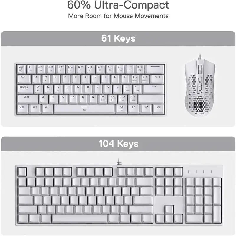Redragon K630 Dragonborn Hot Swappable 60% Wired Vibrant RGB LED USB Gaming 61 Keys Compact Mechanical Keyboard Pro Software Cus