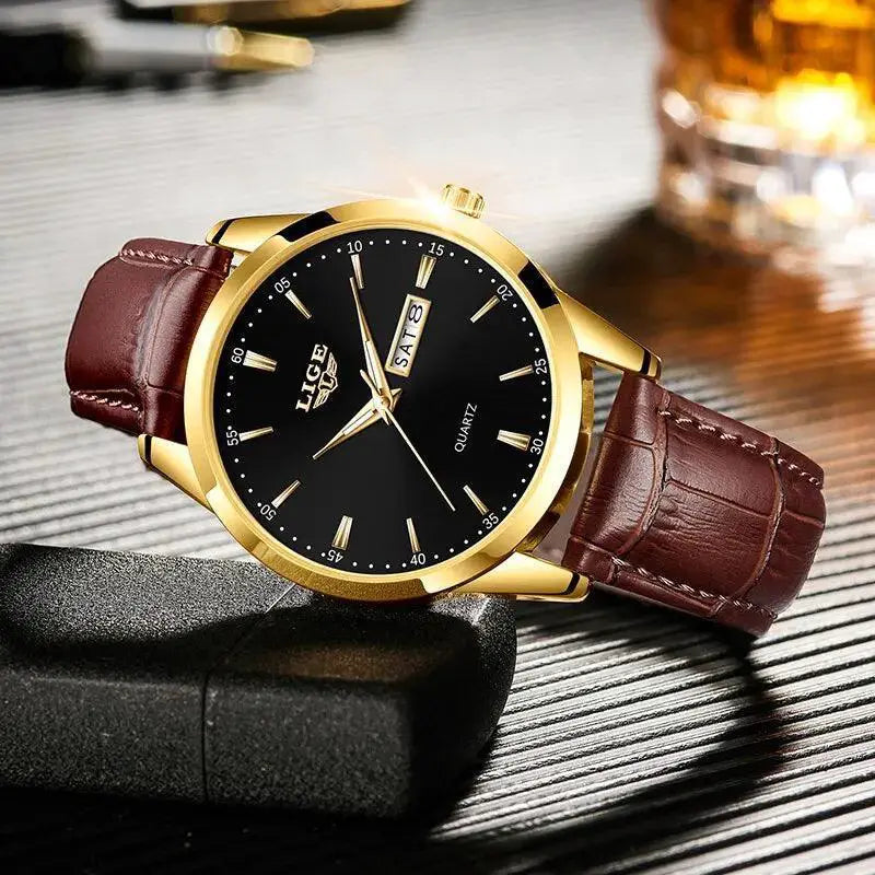 Lige Luxury Mens Quartz Watch Waterproof Timepiece