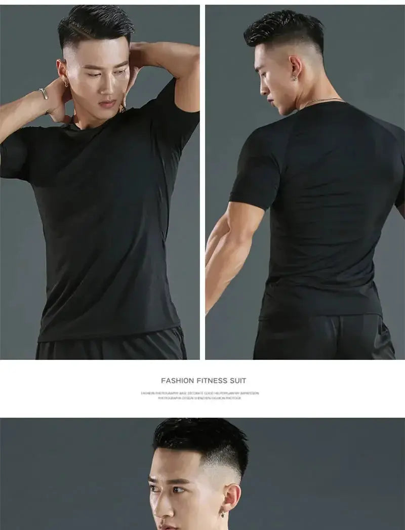 Men's Quick-Dry Compression Running Tee For Gym Sports