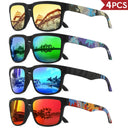 Square Sunglasses For Men Women - UV400 4 Pcs Set