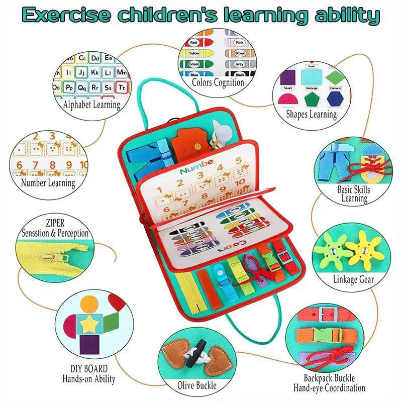 Montessori Busy Board Sensory Toy for Travel Activities
