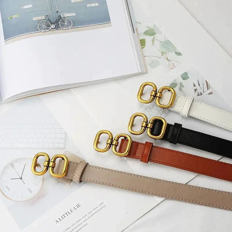 Womens PU Leather Belt With Chic Metal Buckle Fashion
