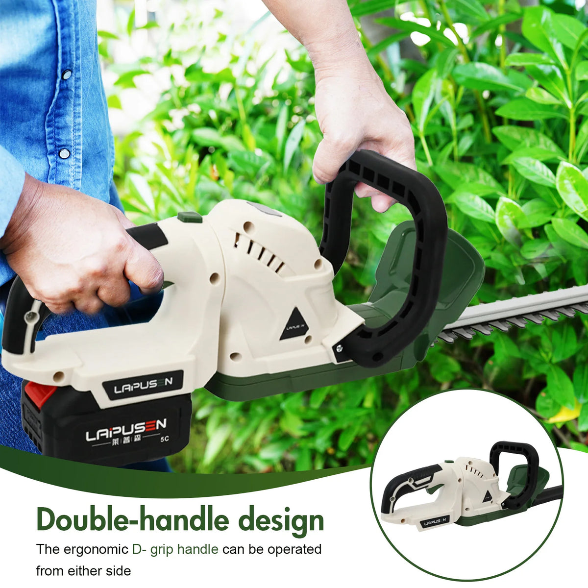 Inch Electric Hedge Trimmer Dual-Action Blade Handheld Shrub — product view 7