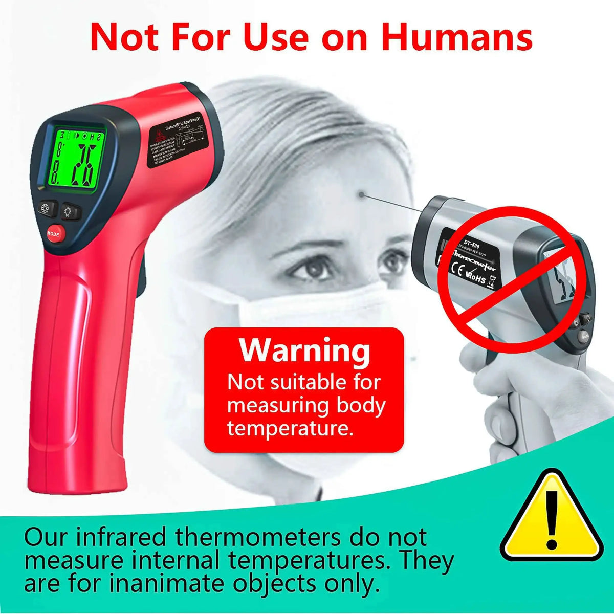 Infrared Thermometer Gun -50~500°C Non-contact Laser Temperature Gun Handheld Temp Sensor Measure Digital Pyrometer LCD Backlit