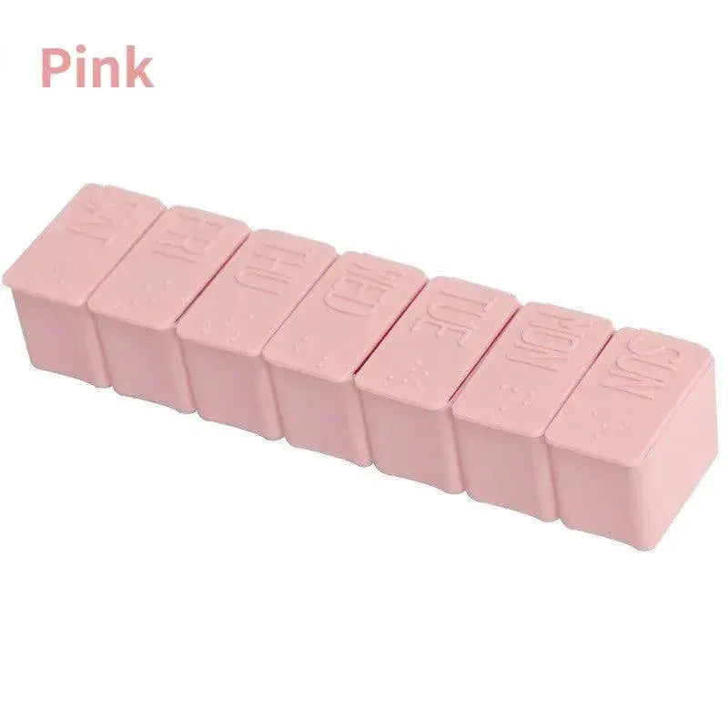 Travel Pill Box Braille Lettering Portable Medication Case