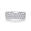 Moissanite Ring in Sterling Silver Triple Pave Setting