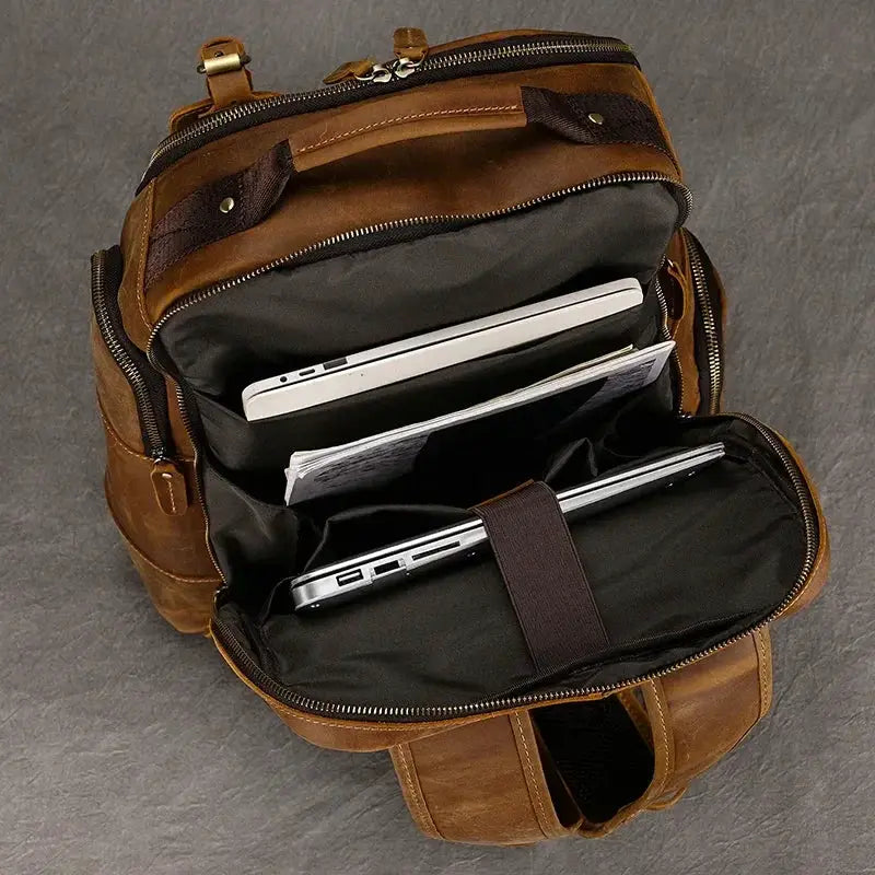Multifunction Fashion Men Backpack Large Leather Daypack