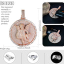 Gold Rose Gold Plated Cherub Angel Medallion Pendant Full Micro