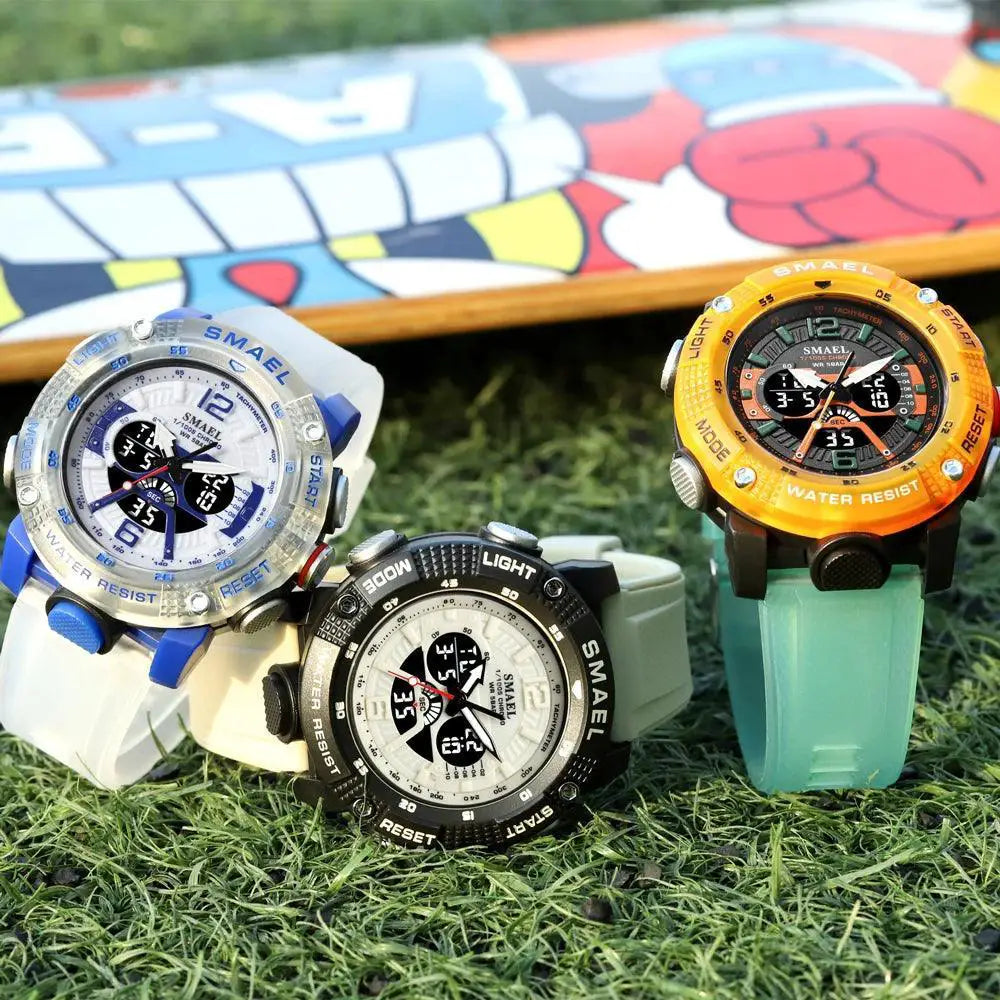 SMAEL LED Sports Watch Dual Time Display Water Resistant