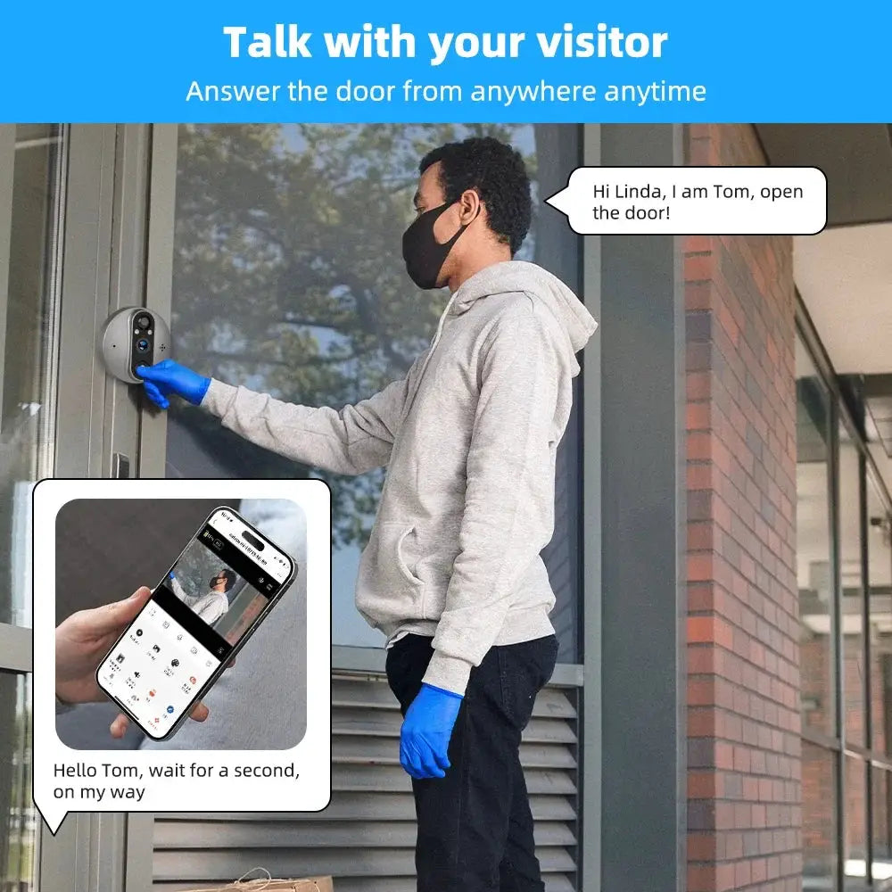 3MP WiFi Smart Tuya Peephole 5000mAh Doorbell Door Eye Camera Infrared Alexa Google Video Intercom Door Cameras Home Security by stepyours.com
