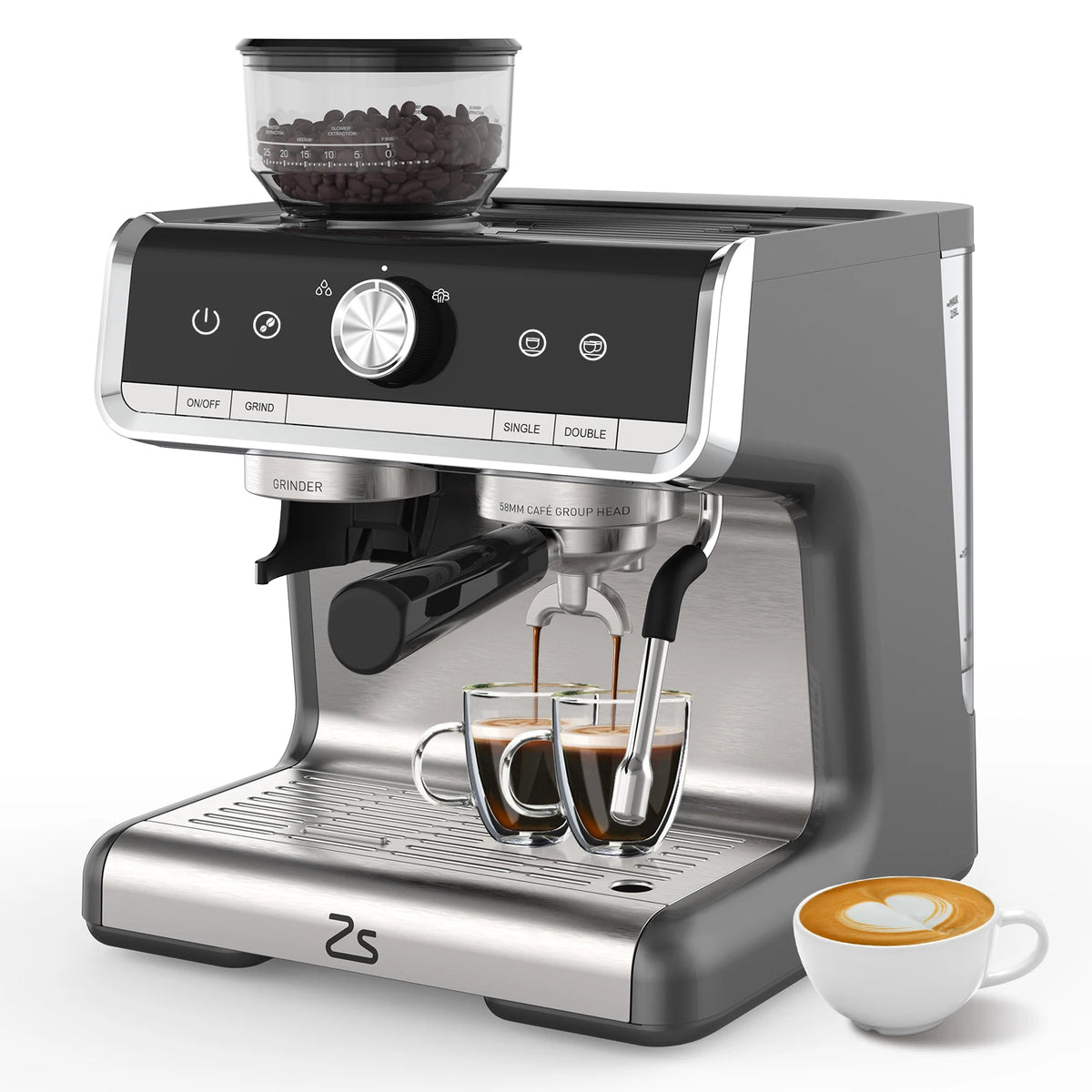 Espresso Coffee Machine with Grinder, Semi-Automatic Espresso — product view 1
