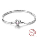 Sterling Silver Snake Chain Heart-shaped