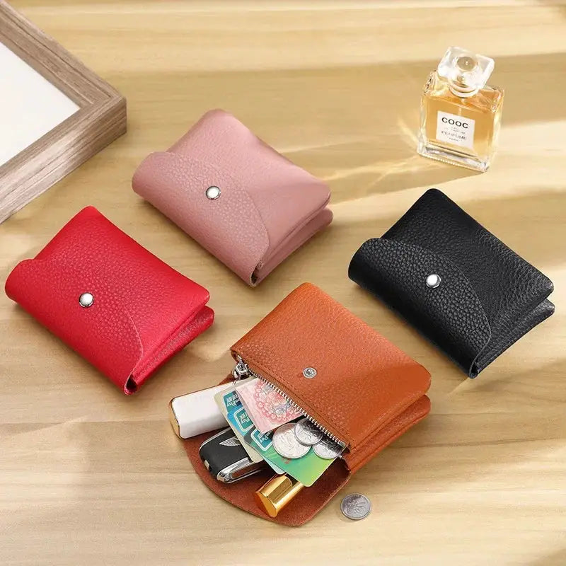 Genuine Leather Coin Purse For Women Slim Compact Wallet