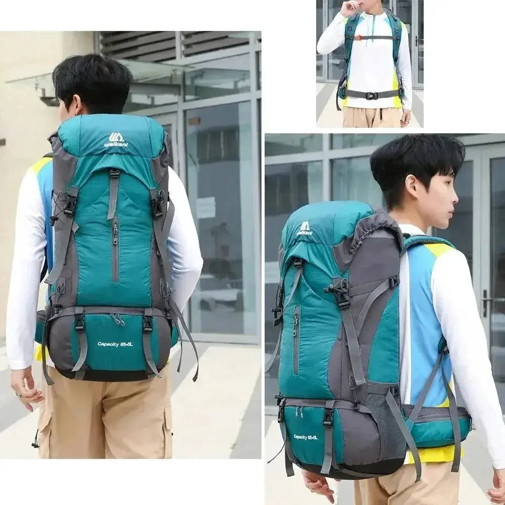 Waterproof Nylon Backpack For Camping Travel With Rain Cover