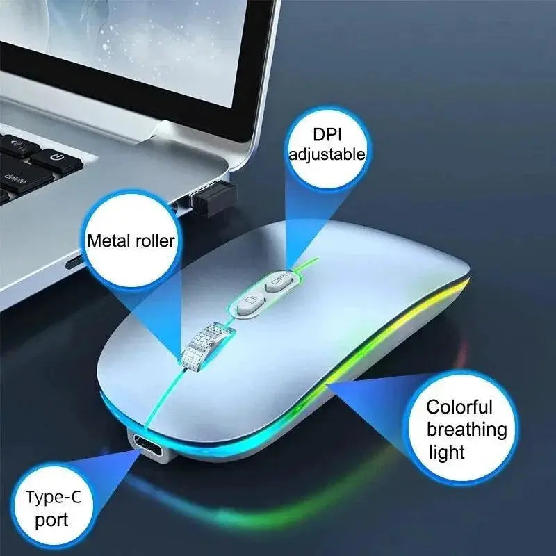 Dual Mode Bluetooth Wireless Mouse Silent Backlight