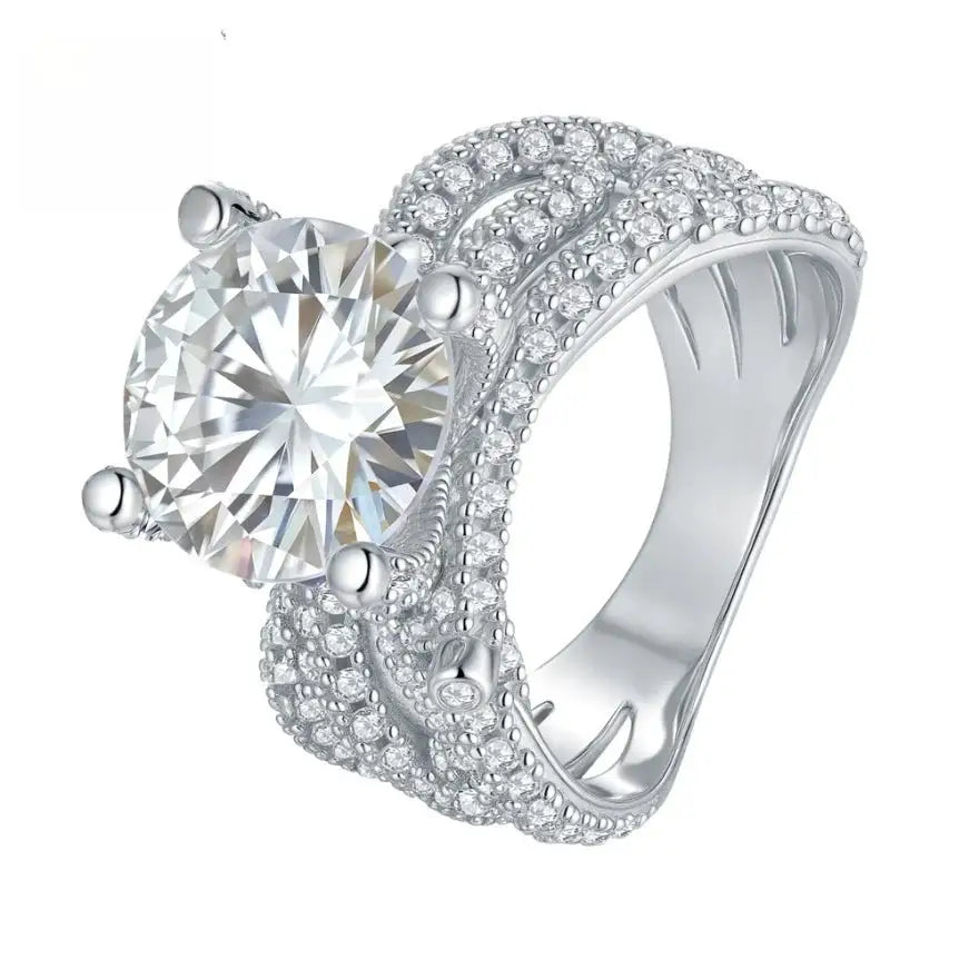 Moissanite Ring in Sterling Silver Stunning — product view 5