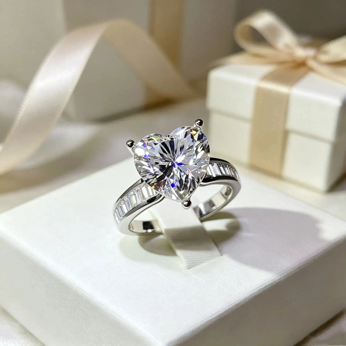 GIA Certified Silver Moissanite Ring Style CAFPK — product image 3