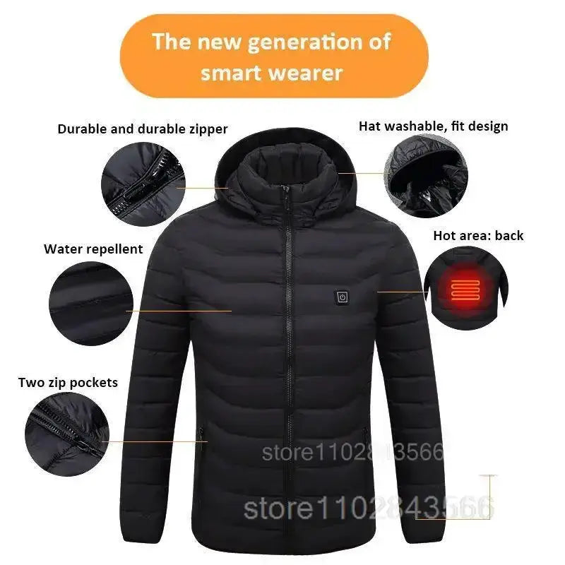 Men Heated Jacket USB Powered For Outdoor Activities