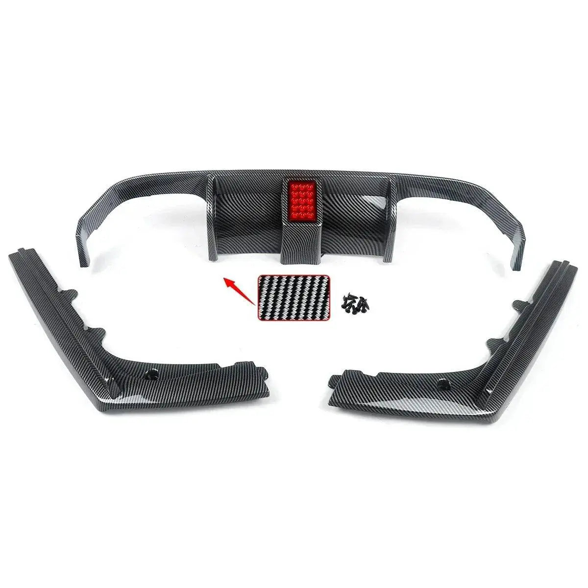 Carbon Fiber Look Rear Diffuser Lip With Light For BMW M3 M4