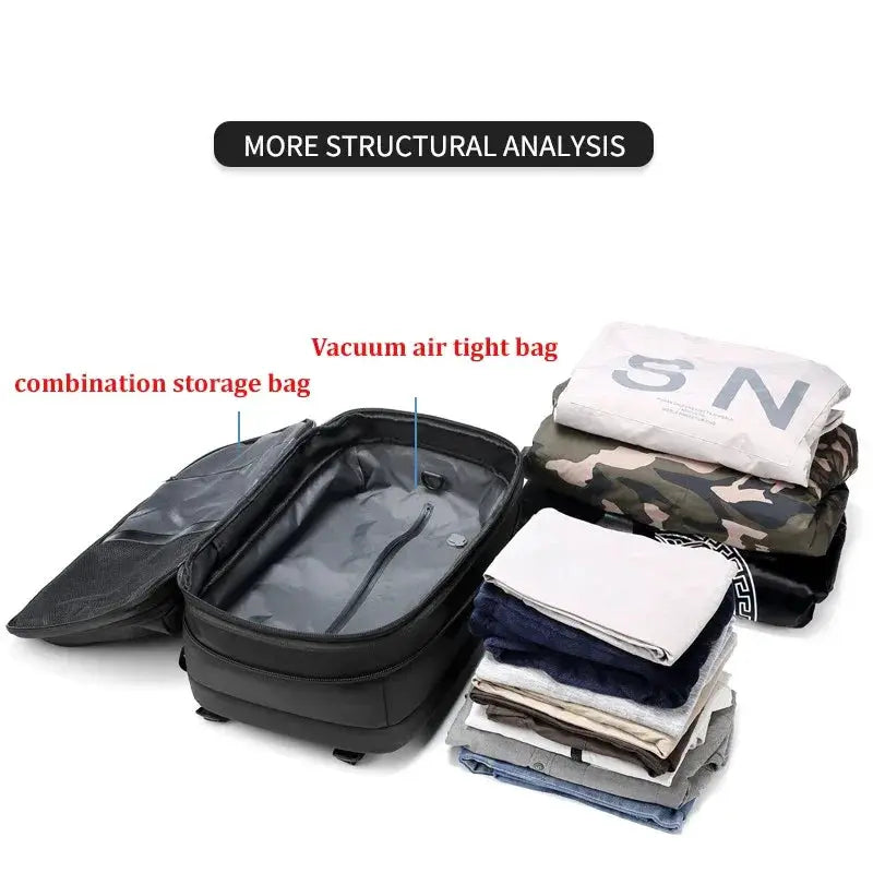 Men Travel Backpack Vacuum Compression 17 Inch Laptop Bag