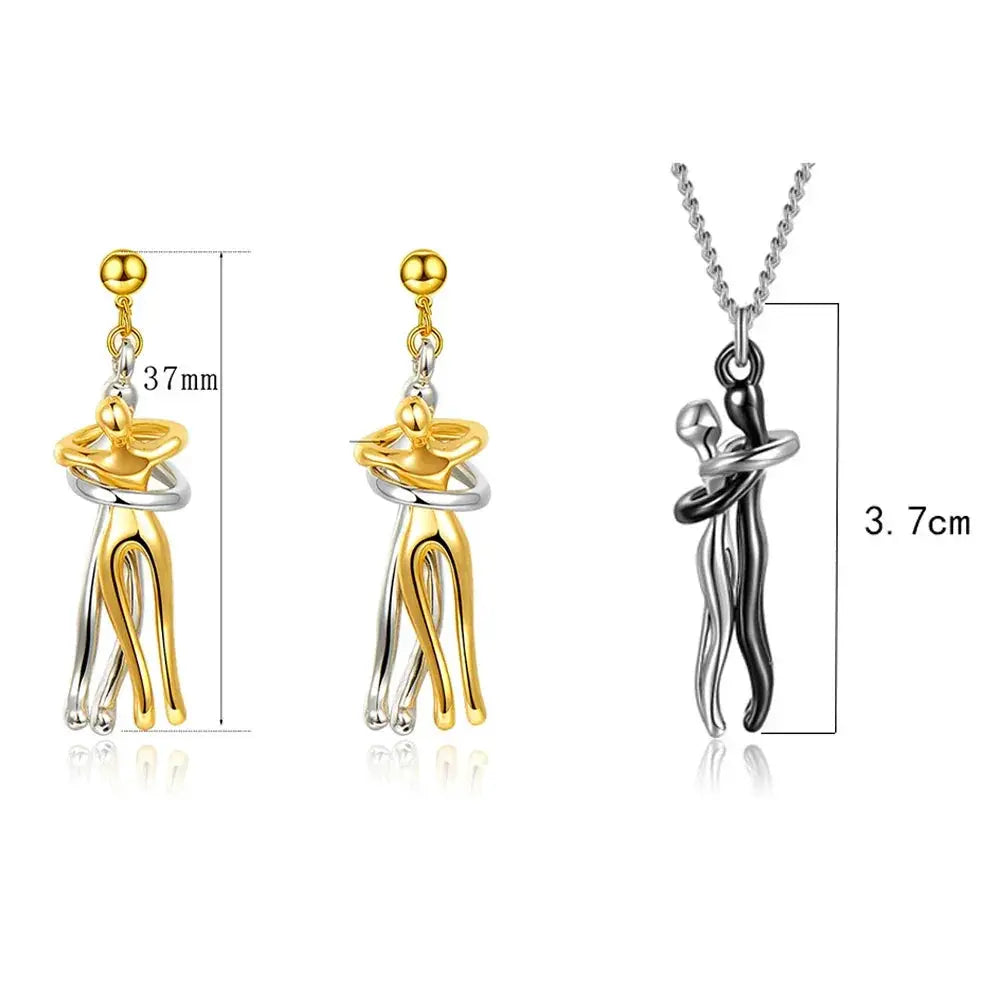 Seulement 14K Gold Plated Embrace Pendant Couple Necklace