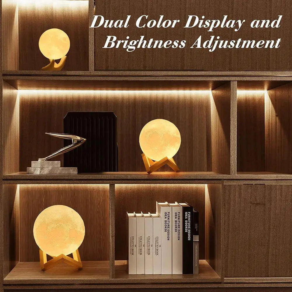 Rechargeable 3D Moon Night Light LED Touch Lamp Decor