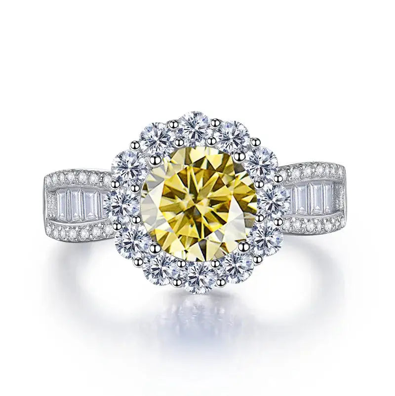 S925 Sterling Silver Ring with 2 Carat D VVS1 Moissanite Classic Retro Style Perfect for Proposal Engagement Dating Gifts