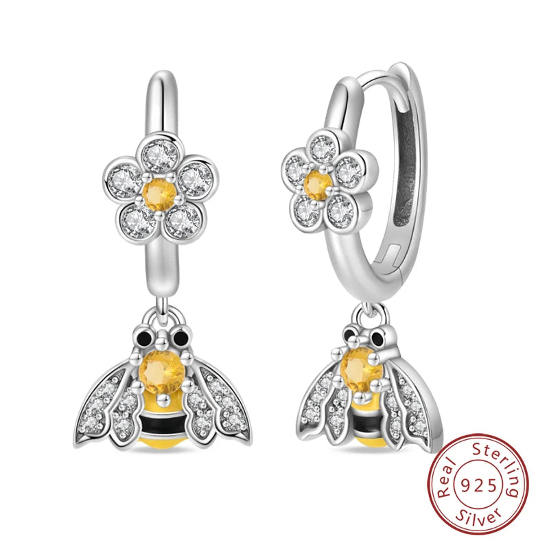 Sterling Silver Bee Butterfly Pink