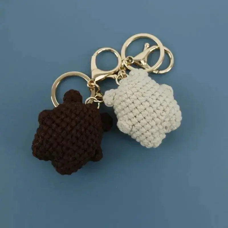 Cute Small Bear Couple Keychains Knitted Cartoon Gift