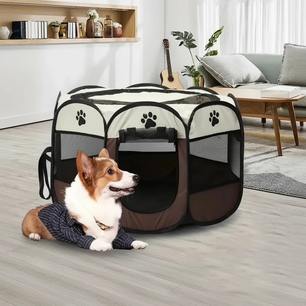 Portable Octagon Pet Playpen With Zipper For Indoor Outdoor