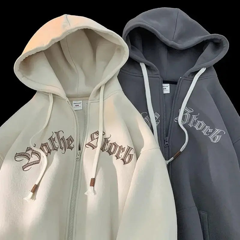 Y2K Women Vintage Zip Up Hoodies Harajuku Casual Sweatshirts