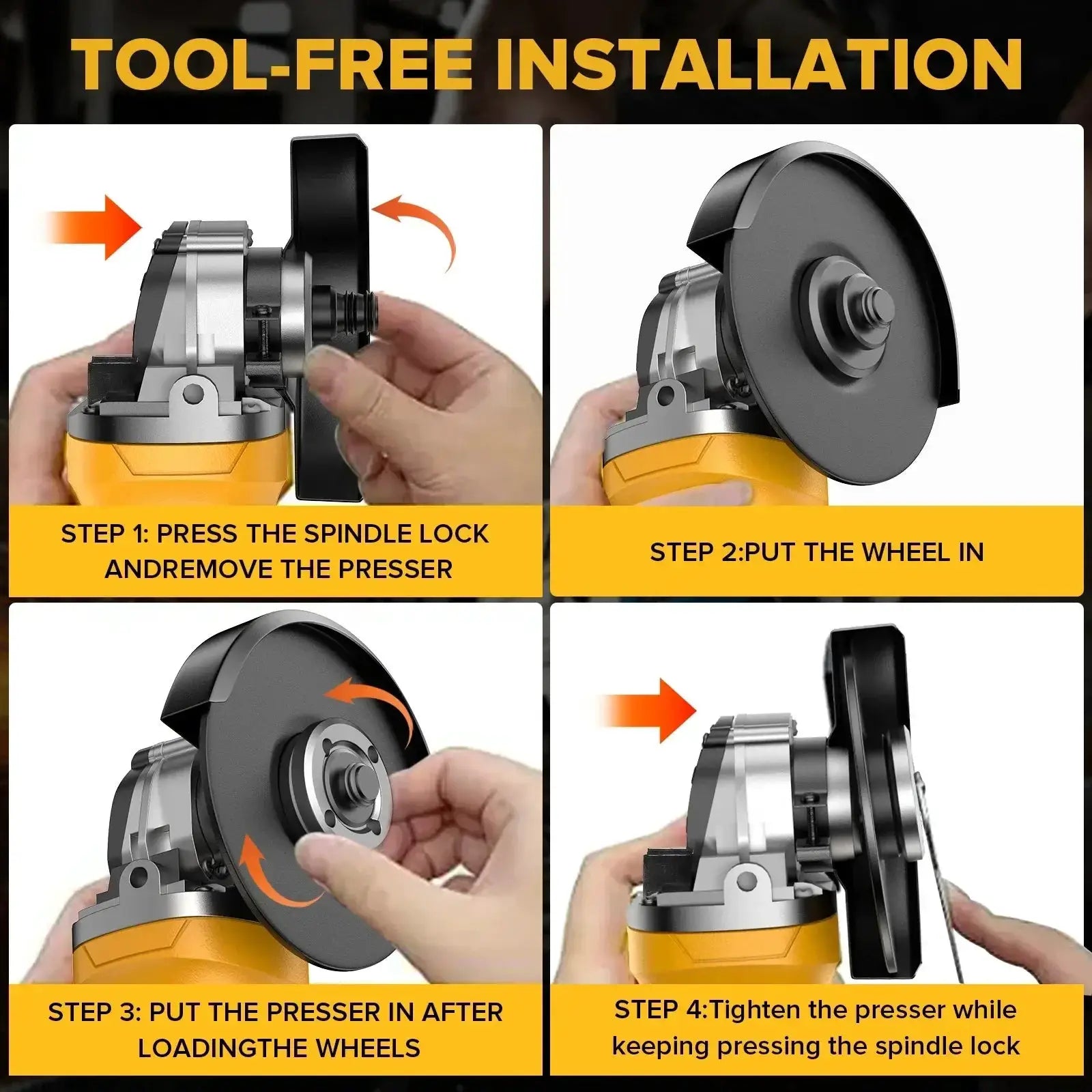 Brushless Angle Grinder 4 Gears 125mm Cordless Power Tool