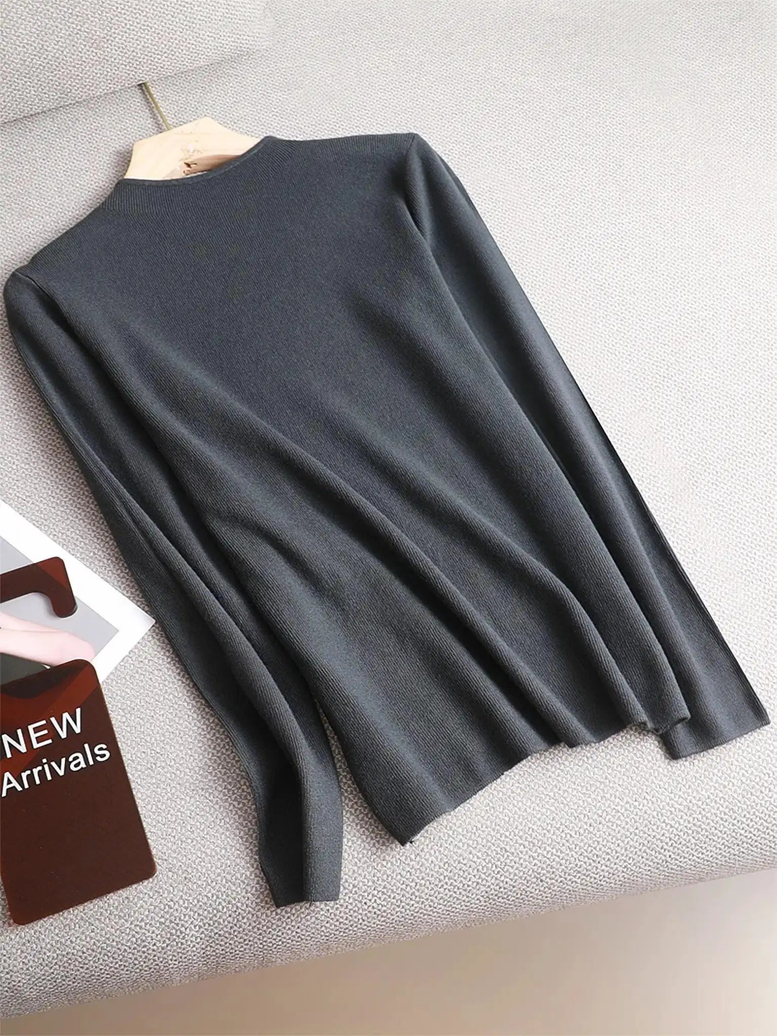 Elegant Mock Neck Pullover Sweater With Spandex Cotton Blend
