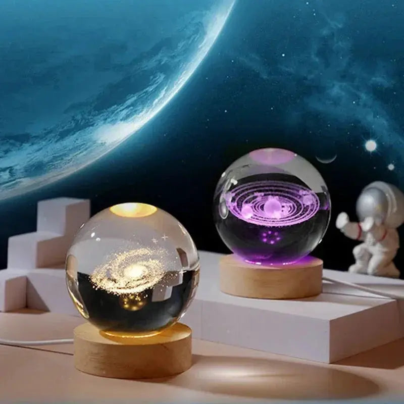 3D Crystal Ball Light Carving Solar System Night Light LED