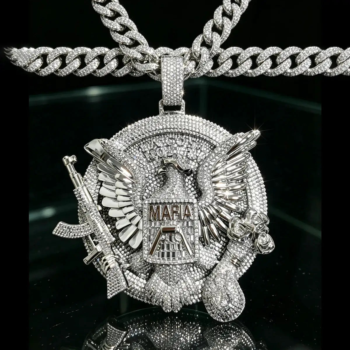 Gold Plated Hip Hop Necklace Charm Unique Design With Eagle — product view 2