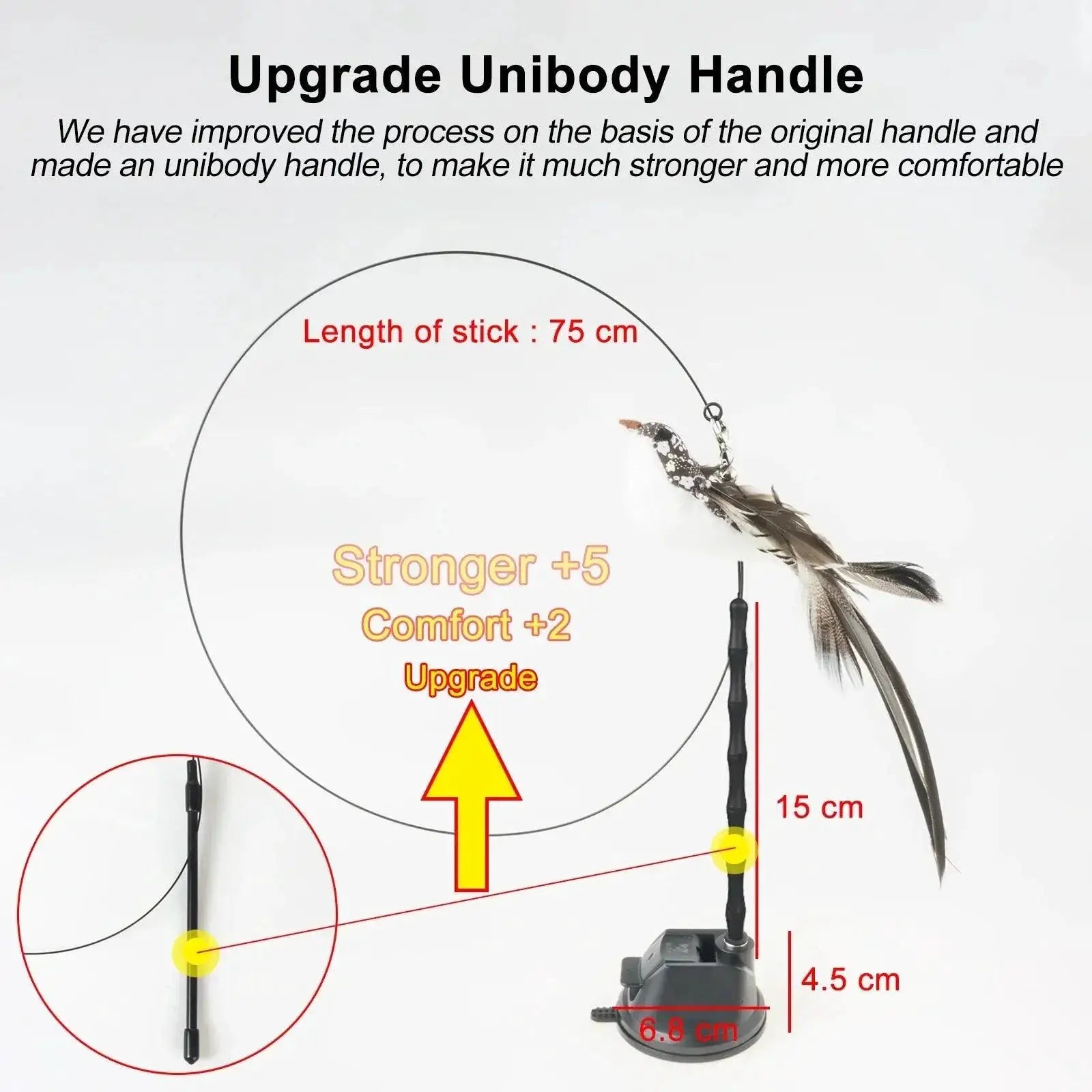 Handfree Cat Wand With Bell and Feather Toy for Cats