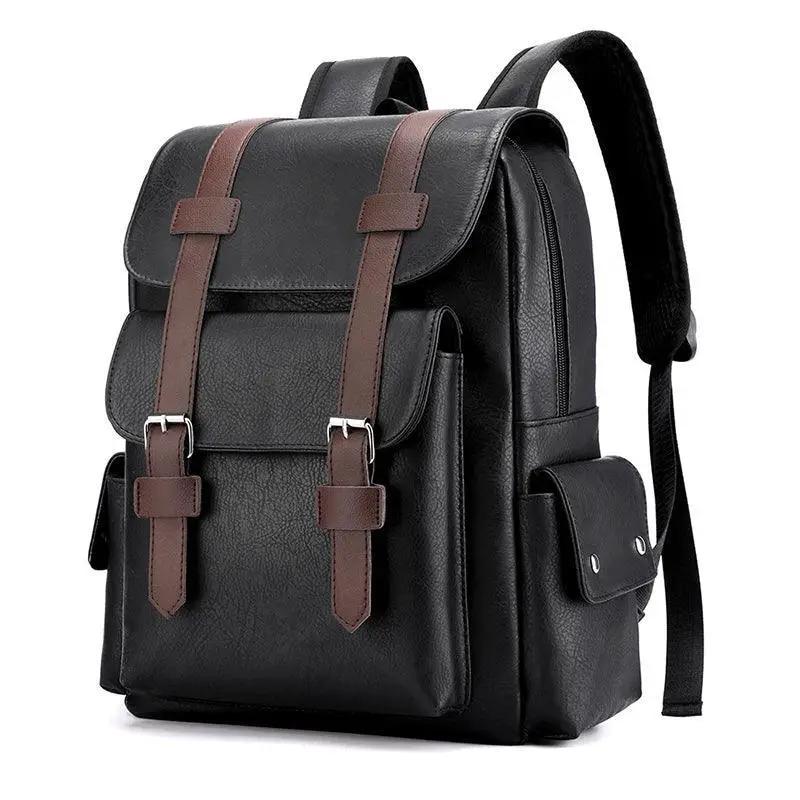 Men PU Leather Laptop Backpack Large Capacity For Work
