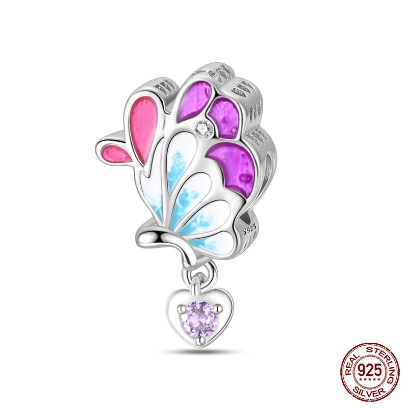 Sterling Silver Spring Colorful Butterfly