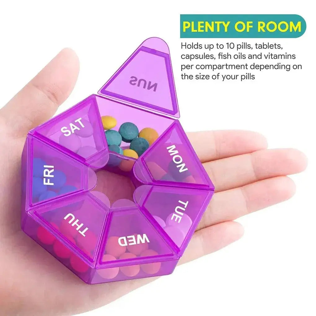 7 Day Pill Case With Date Reminder Portable Tablet Holder