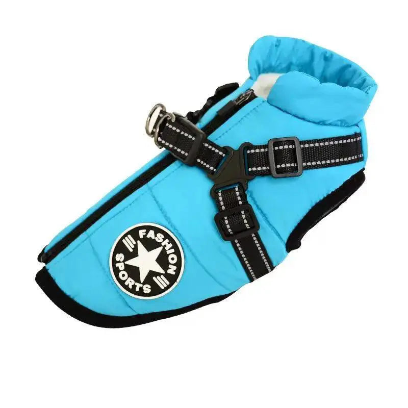 Winter Waterproof Dog Jacket With Harness For Large Breeds