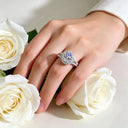Round Moissanite Ring in Sterling Silver Band